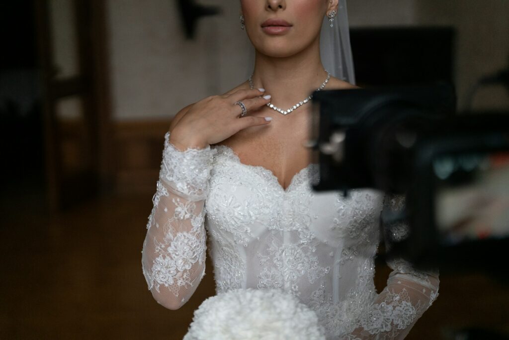 Making of wedding pictures of a bridal pair